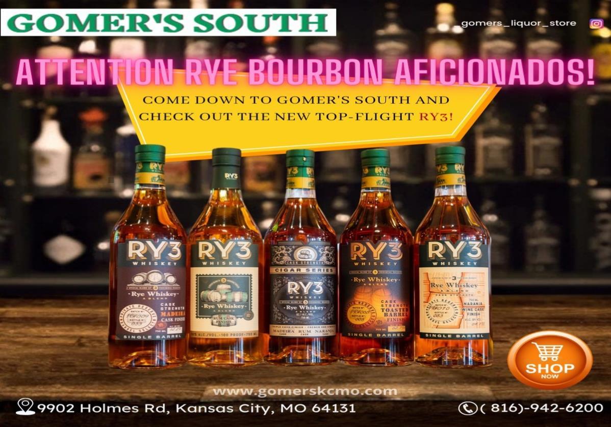 Discover the New Ry3 Rye Bourbon at Gomer's South!